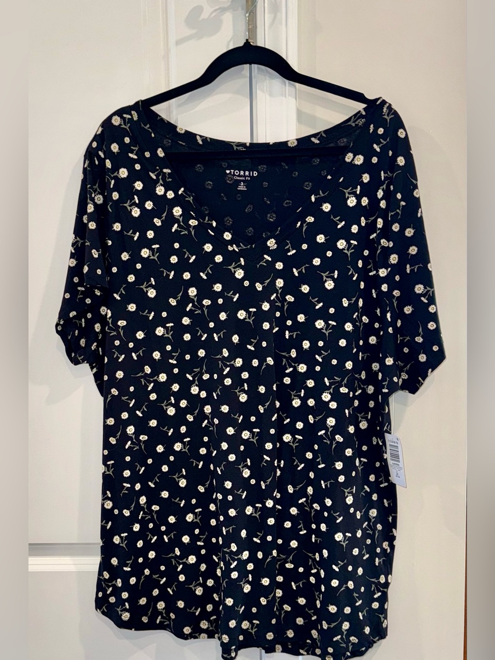 Torrid Classic Fit Black Floral Top